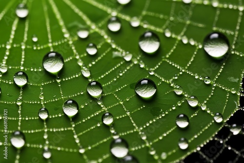 detailed macro photographic photo, dew-covere, on the leaf