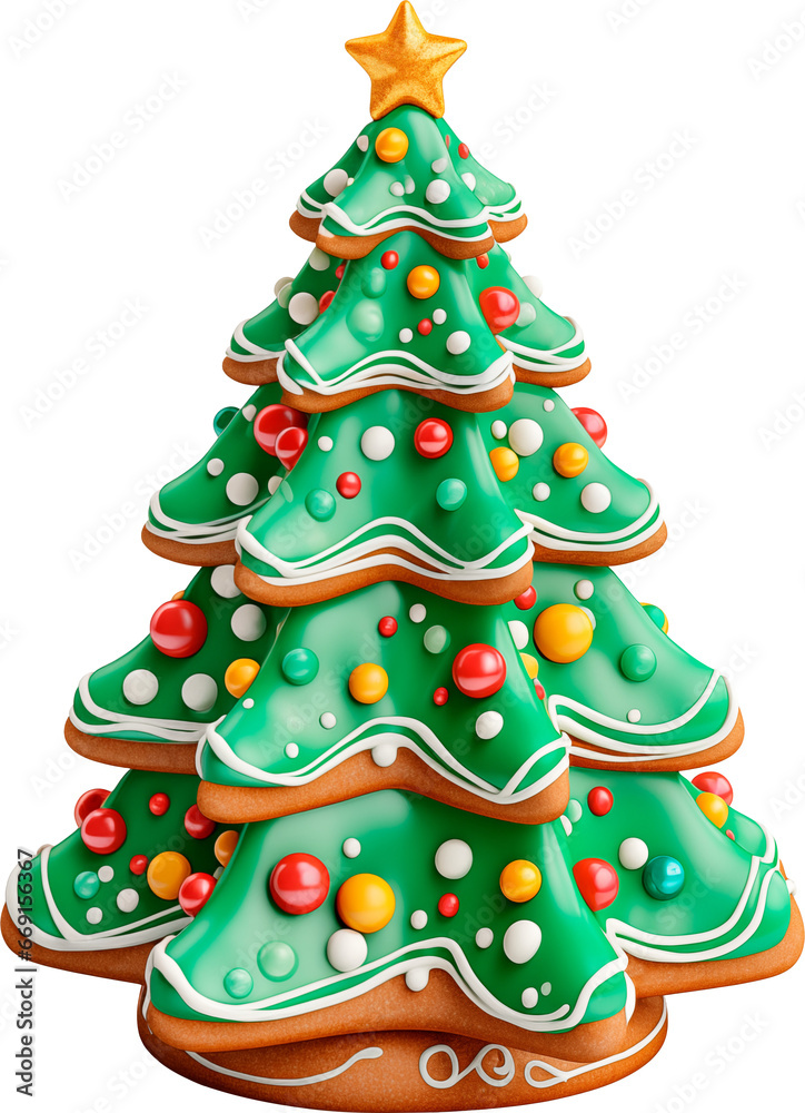 green gingerbread tree decorated with balls and caramel star green gingerbread tree decorated with balls and caramel star