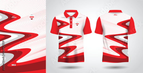 red sublimation polo sport jersey mockup design