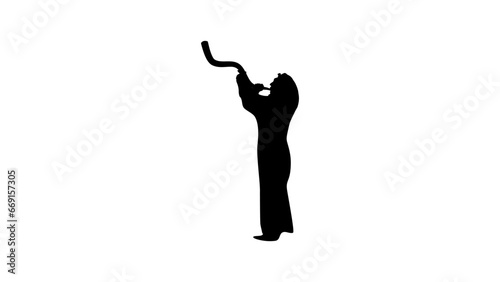 Jewish Man Blowing The Shofar