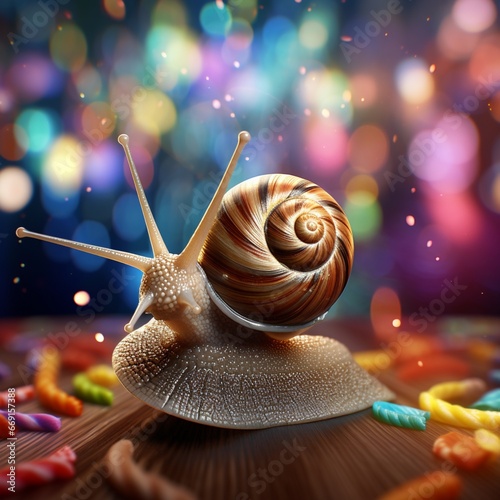 A party snails in hyper-detailed ultra-sharp octa Ai generated art photo