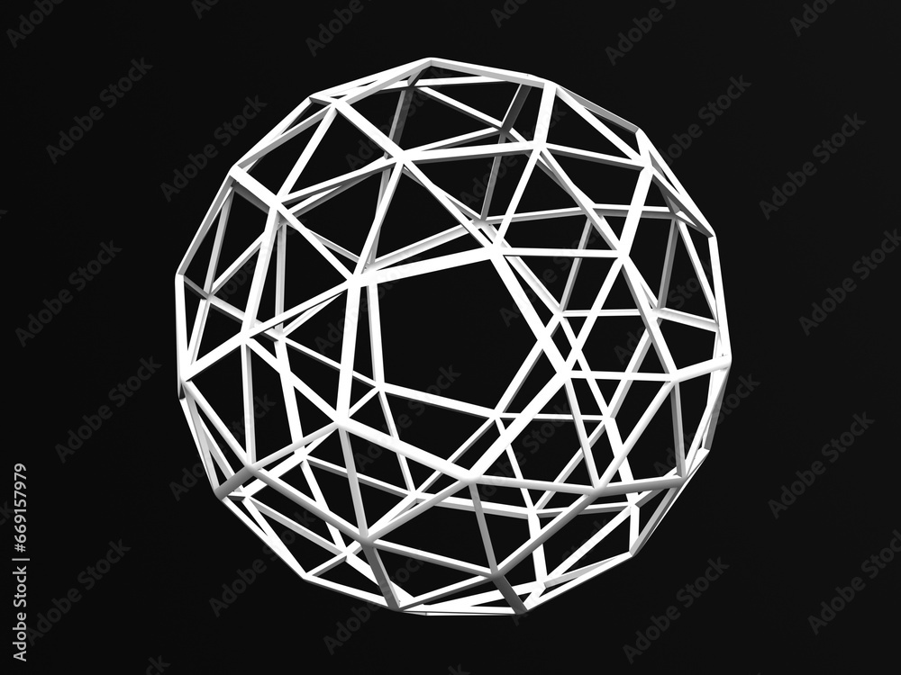 Wireframe Shape Snub Dodecahedron 3D print model Wireframe Shape Snub Dodecahedron 3D print model