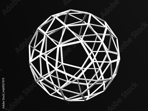 Wireframe Shape Snub Dodecahedron 3D print model