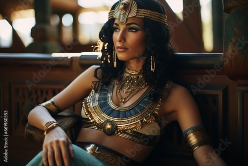 portrait of the beautiful queen Cleopatra in the ancient egypt