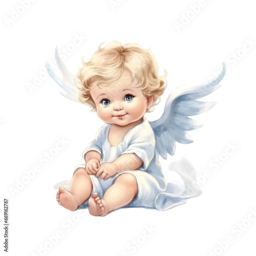 watercolor cute baby angel