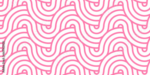 Seamless geometric ocean spiral pattern and abstract circle wave lines. pink seamless tile stripe geomatics overlapping create retro square line backdrop pattern background. Overlapping Pattern.