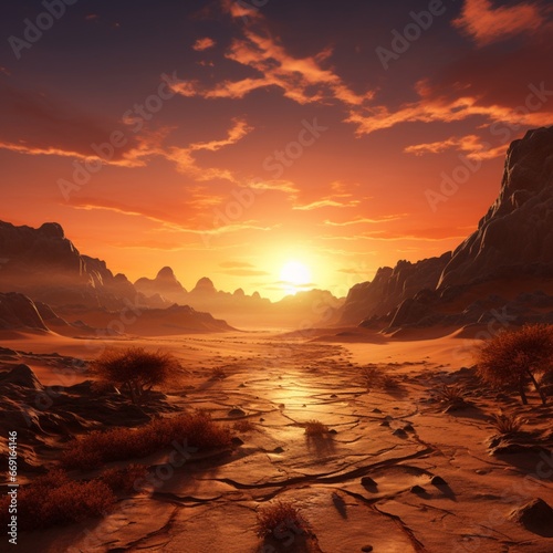 A serene sunset in a vast untouched desert Ai generated art