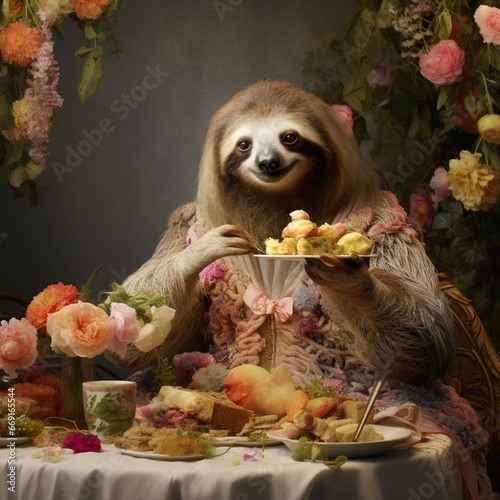 A sloth in the guise of enjoyment beautiful image Ai generated art