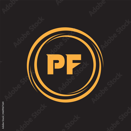  Gold PF alphabet letter logo design.PF logo design vector. Design for business and company identity