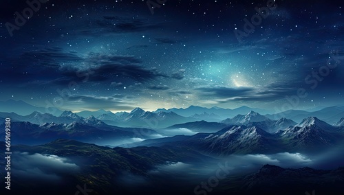 night sky with stars above a mountain © Photo And Art Panda