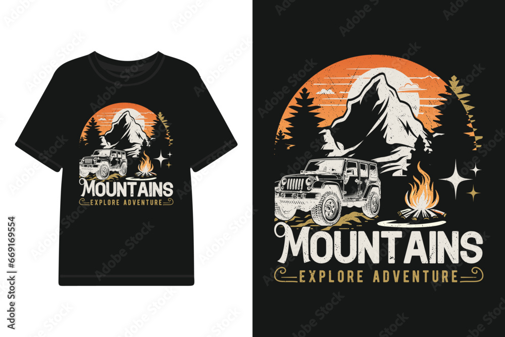 Vector outdoor adventure graphic t shirt design. retro vintage adventure with mountain graphic for t shirt. Vector outdoor adventure graphic t shirt design. retro vintage adventure with mountain graphic for t shirt.