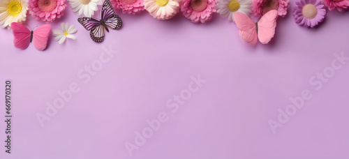 Banner with festive mood of spring and summer, Flat lay, Place for text © alisaaa