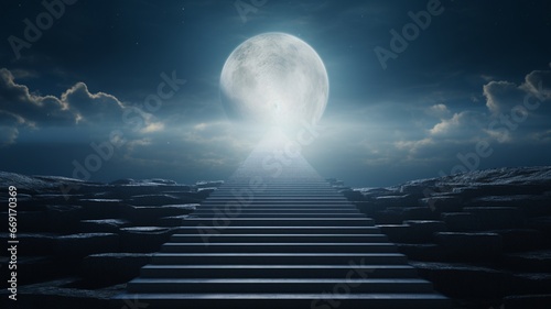 A staircase leading to the moon beautiful image Ai generated art