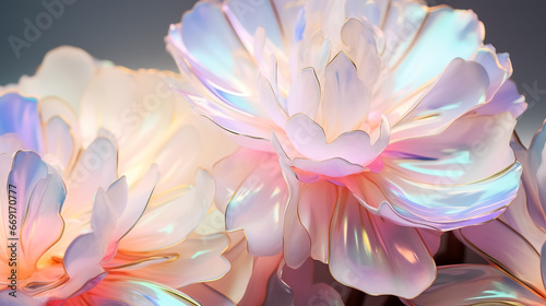 Fantasy fragile holographic flowers created  by Generative AI.