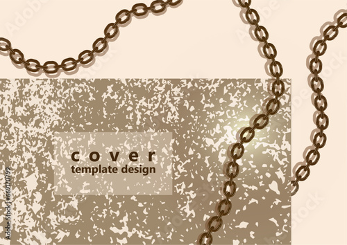 Metal chain made of gold. Realistic seamless wavy chains. Template for your design. Vector