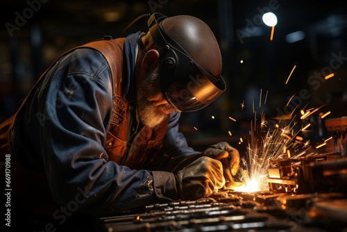 welder working the iron