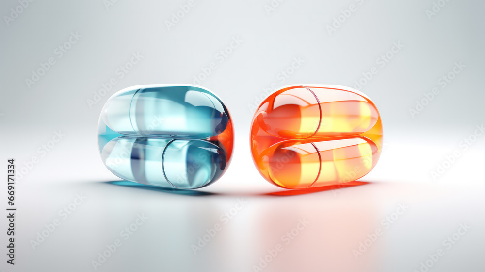 Close up of different color pills isolated on white background. Choice concept. Close up of different color pills isolated on white background. Choice concept.
