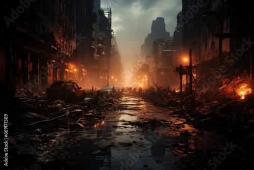 apocalyptic landscape of a city at war © jechm