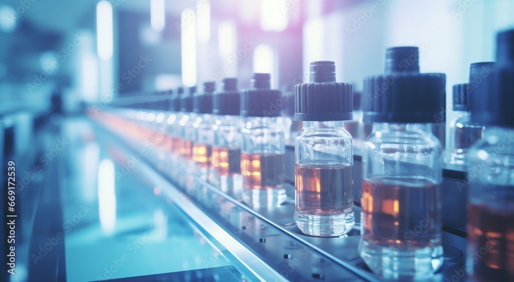 Precision in Production: Medical Vials on Pharmaceutical Assembly Line. Generative ai