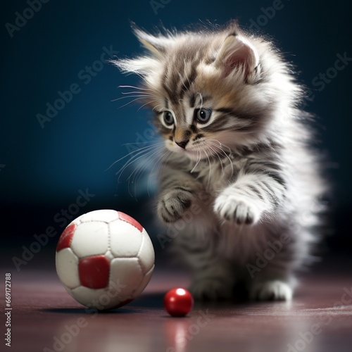kitten playing with a ball generated by AI © Muhammad