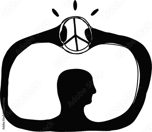 Man Holds the Symbol of Peace, vector. Suitable for design materials with the theme of war and peace