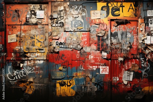 wall full of graffiti and posters © jechm