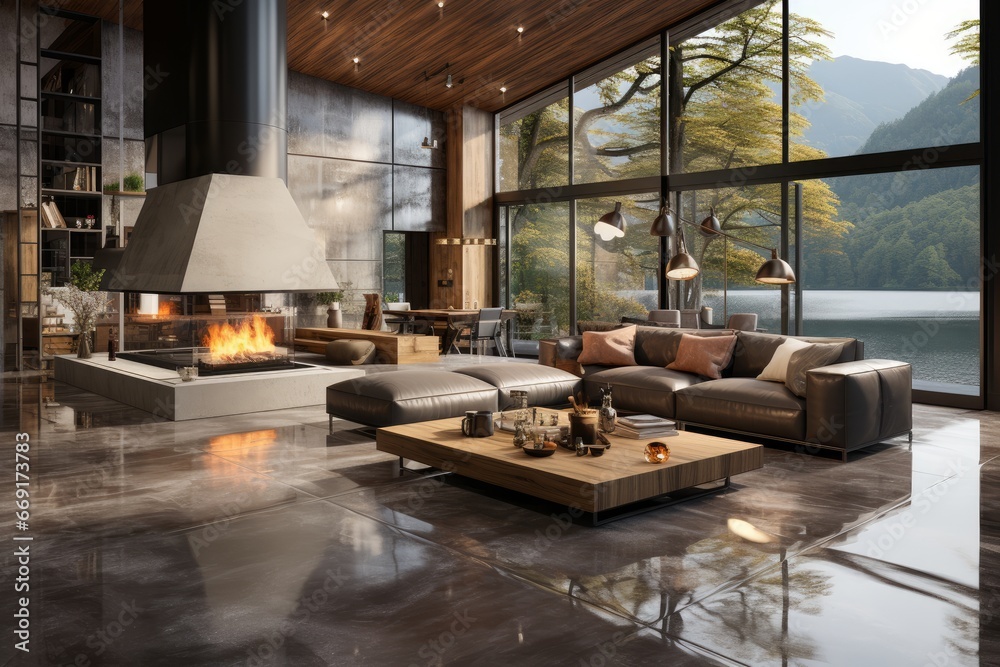 Fototapeta premium interior of a luxury loft with ample space