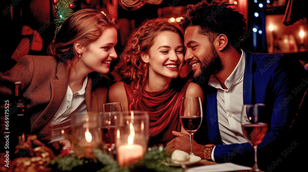FRIENDS PARTY IN A RESTAURANT. legal AI FRIENDS PARTY IN A RESTAURANT. legal AI