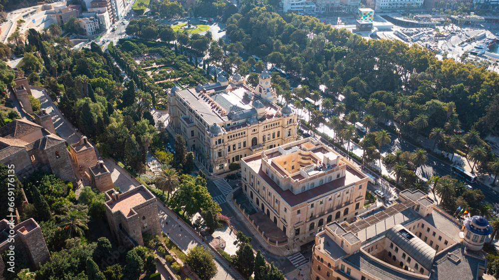 Aerial photo from drone to of Malaga City Council. Spain,Costa del sol, Andalusia (Series)