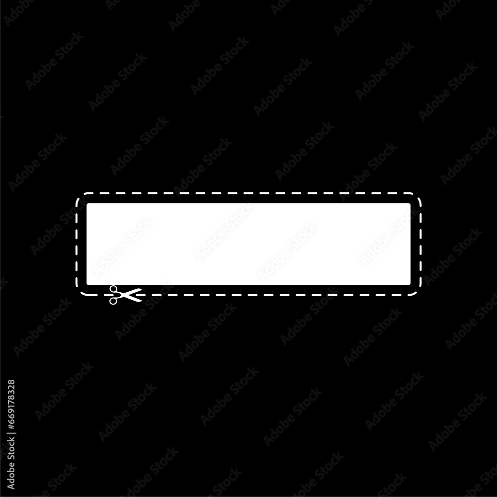 Scissors cut dotted line circle coupon with dash icon isolated on black background Scissors cut dotted line circle coupon with dash icon isolated on black background