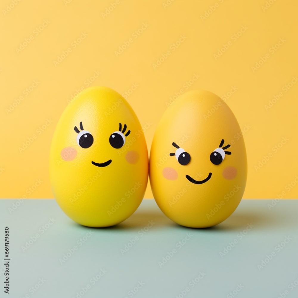 two eggs with smiley faces generated by AI two eggs with smiley faces generated by AI