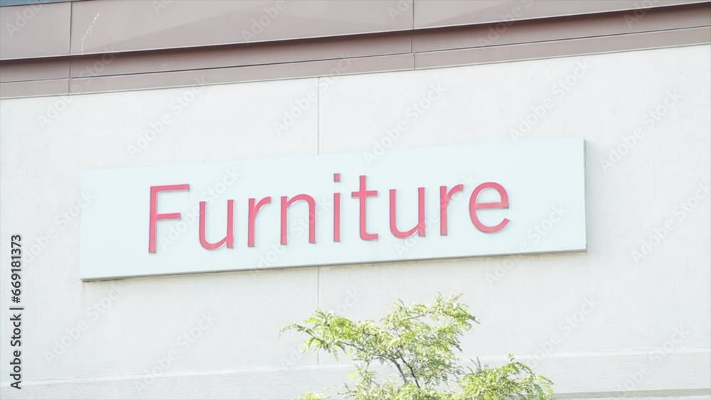 furniture word writing caption text sign in red on white rectangle ...