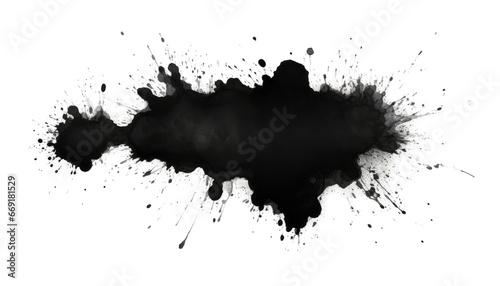 black ink splat isolated on transparent background cutout