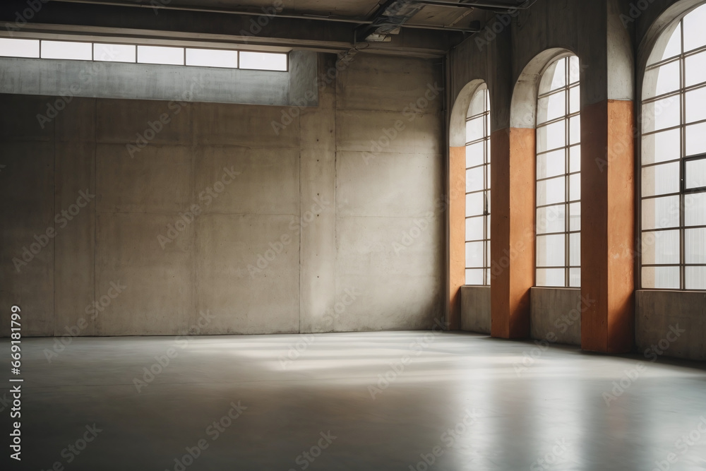 Empty room featuring exposed concrete walls for a stylish urban atmosphere.