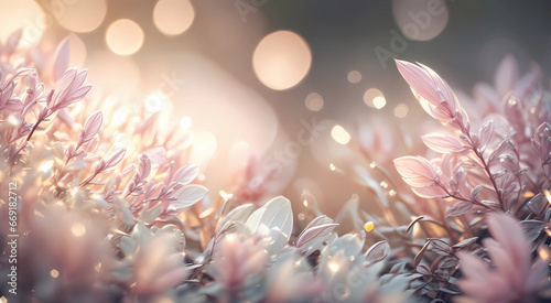 Nature background. Fresh grass with flowers. AI