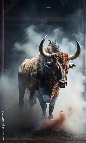 bull in the desert HD 8K wallpaper Stock Photographic Image 