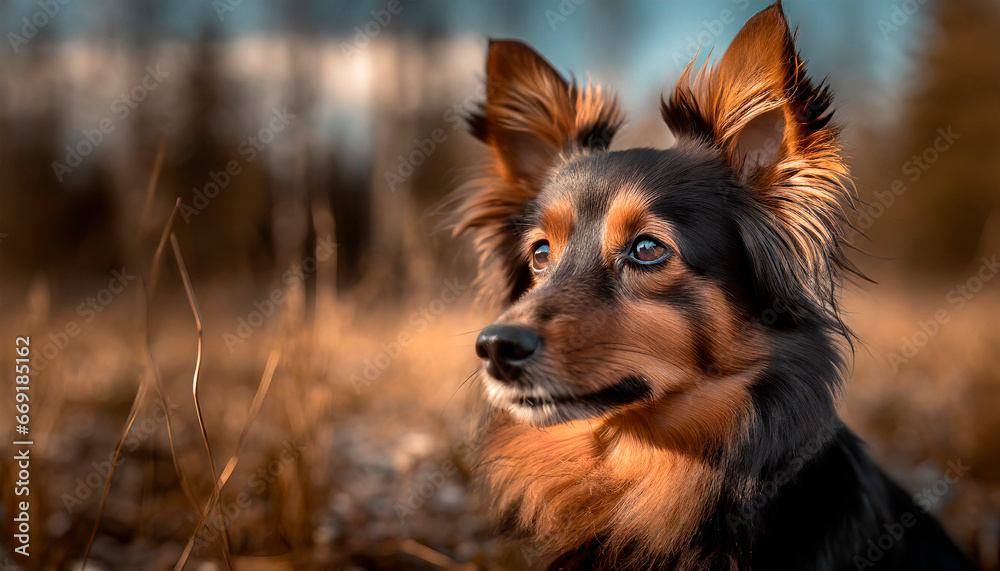 Close up portrait of a Shetland Sheepdog puppy. AI generated. Close up portrait of a Shetland Sheepdog puppy. AI generated.