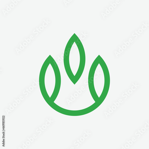 letter U nature eco green plant line logo design