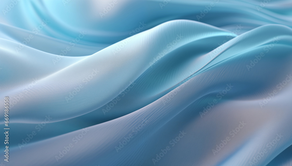 custom made wallpaper toronto digitalein Stoff in Welle oder Falten in hellblauen Farben glänzend als Hintergrund oder Akzent