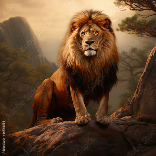 Lion Masterpiece: High-quality Realistic Rendering in a Fascinating Environment