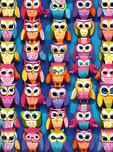 owls background knolling drawing Pantone