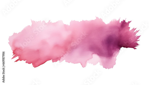 red pink watercolor stain isolated on transparent background cutout