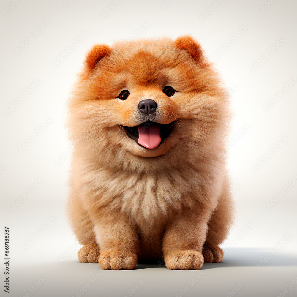 Chow Chow Dog on a white background. Adorable 3D cartoon animal portrait. Chow Chow Dog on a white background. Adorable 3D cartoon animal portrait.
