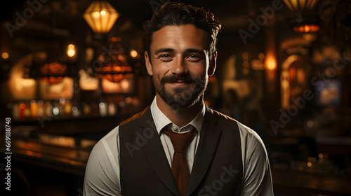 A smiling bartender portrait