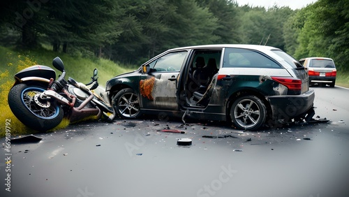 A car accident involving a bike results in a tragic fatality. © Suresh