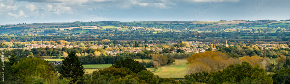 Looking down On the Cotswold town of Morton in Marsh, England