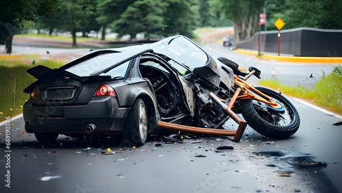A car accident involving a bike results in a tragic fatality. © Suresh