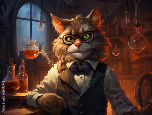 Mad scientist cat