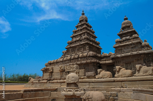 monolithic famous Shore Temple near Mahabalipuram, world heritag
