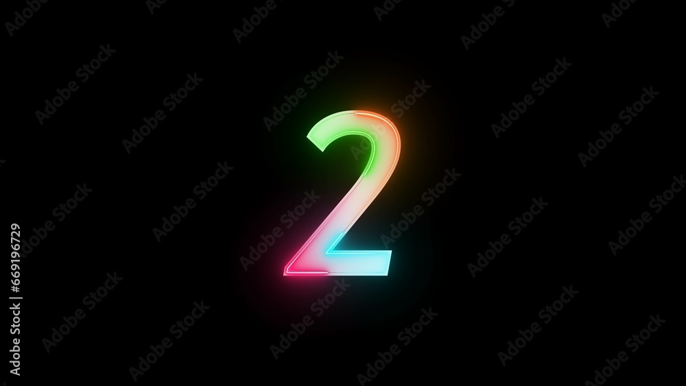 abstract colorful bright neon countdown number illustration  background 4k 